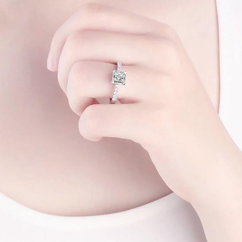 Women's Square Micro Diamond Zircon Copper Ring