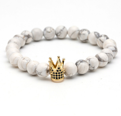 Natural stone micro crown inlaid copper bracelet white Zircon Bracelet beads bracelet Jewelry Trade electricity supplier sourcing