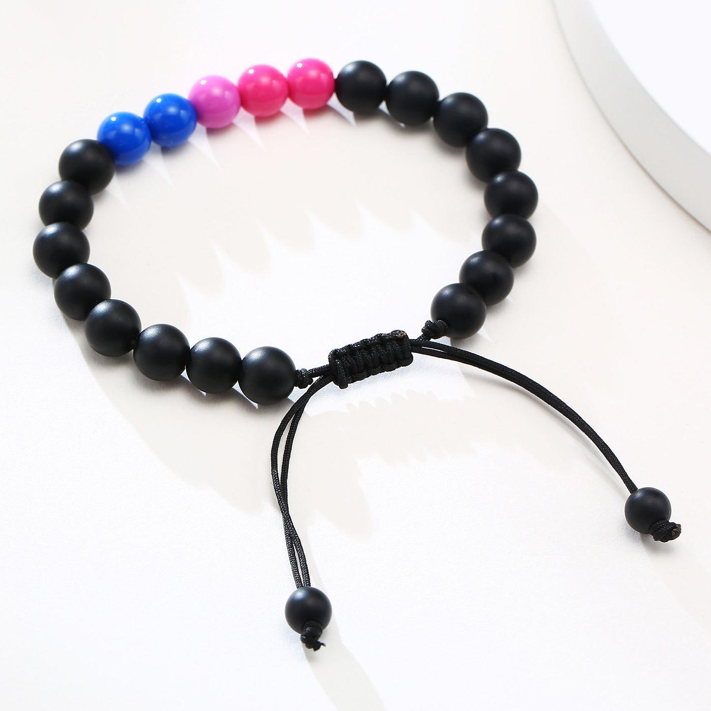 Bracelet Acrylic Black Agate Beaded Bracelet Friendship Men And Women